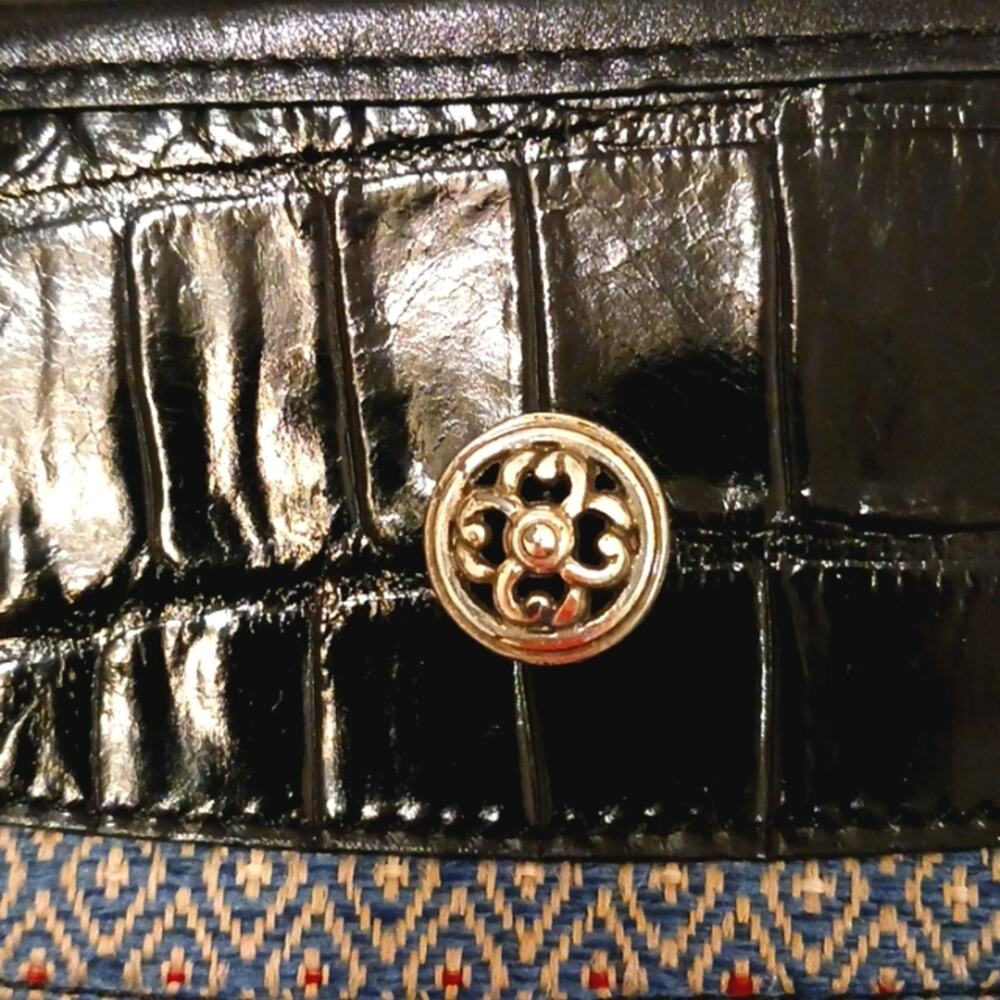 Brighton LEATHER Shoulder Bag Croc Embossed Leather & Whimsical Fabric C144458 - Picture 12 of 16